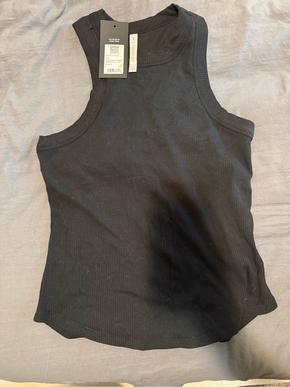 Fabletics Black Ribbed Tank Top with Bra Liner